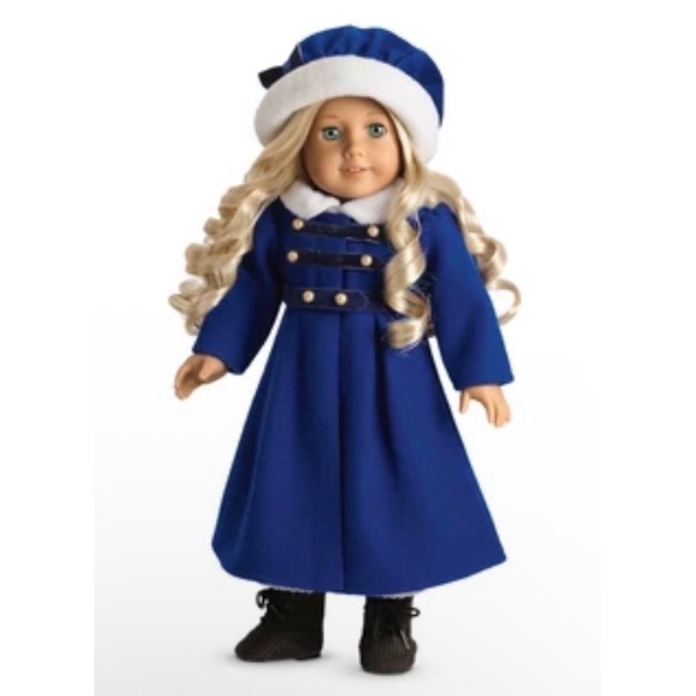 American Girl Caroline's Winter Coat & Cap Set Blue 2012-2015 Adult owned EUC